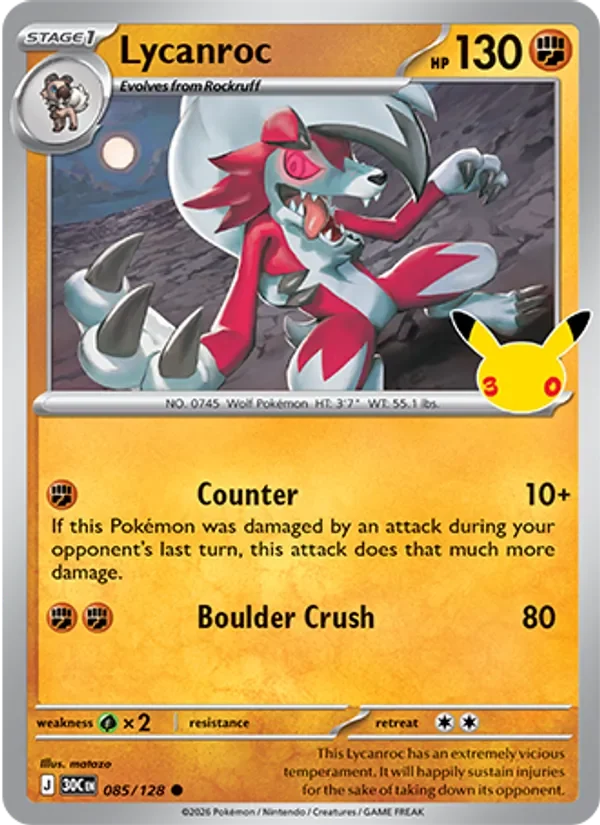 Lycanroc - Non-holo - 30th Anniversary