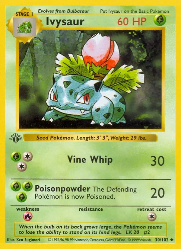 Ivysaur - Non-holo - 1999-2000 copyright
