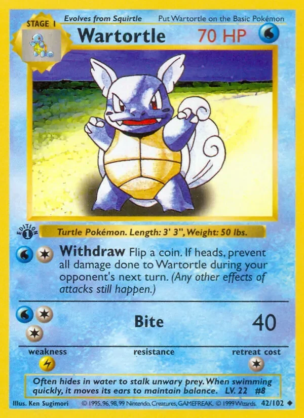 Wartortle - Non-holo - 1999-2000 copyright
