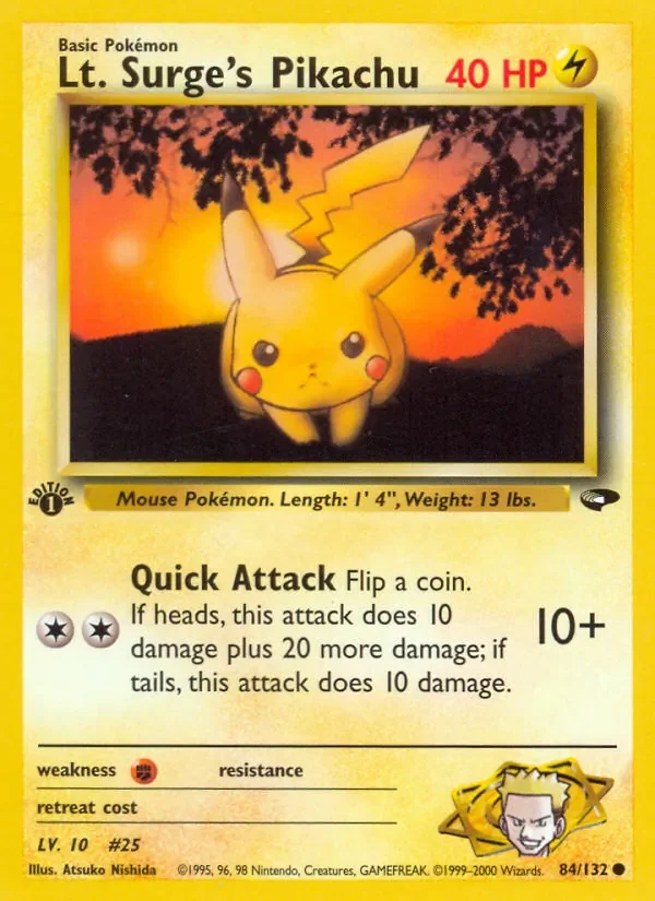Lt. Surge's Pikachu - Non-holo