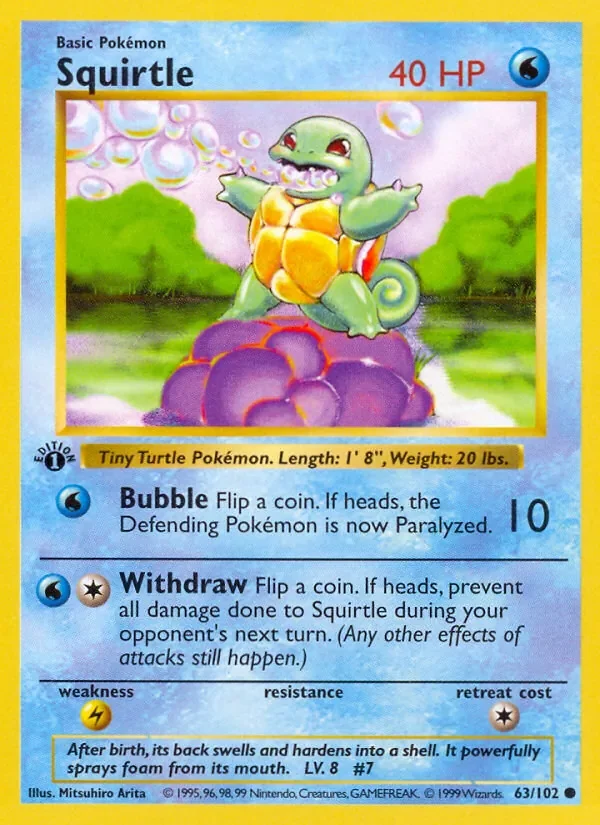 Squirtle - Non-holo - 1999-2000 copyright