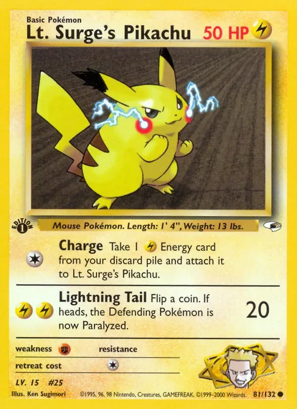 Lt. Surge's Pikachu - Non-holo