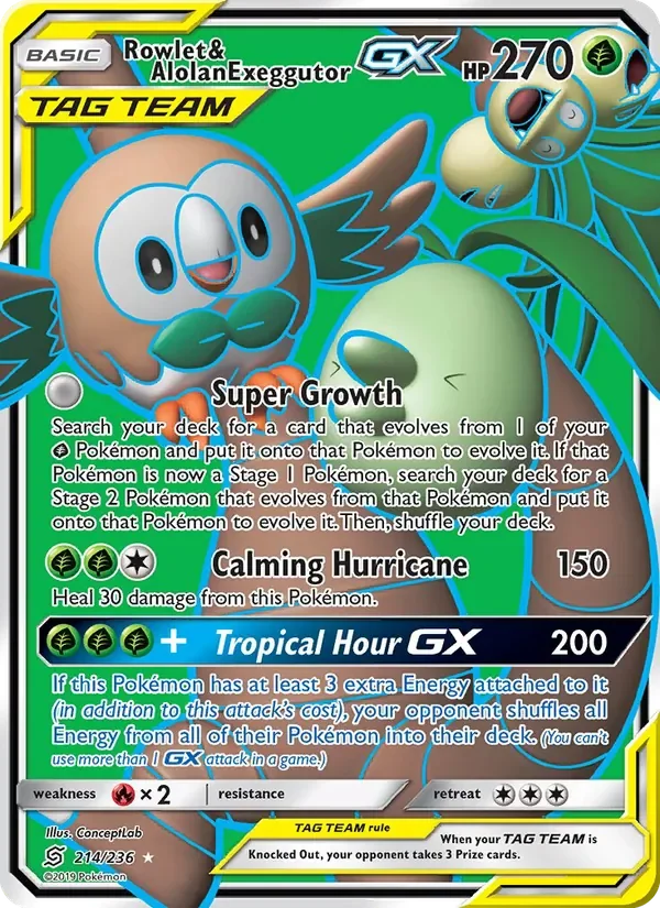 Rowlet & Alolan Exeggutor GX - Non-holo