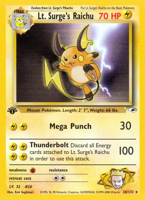 Lt. Surge's Raichu - Non-holo