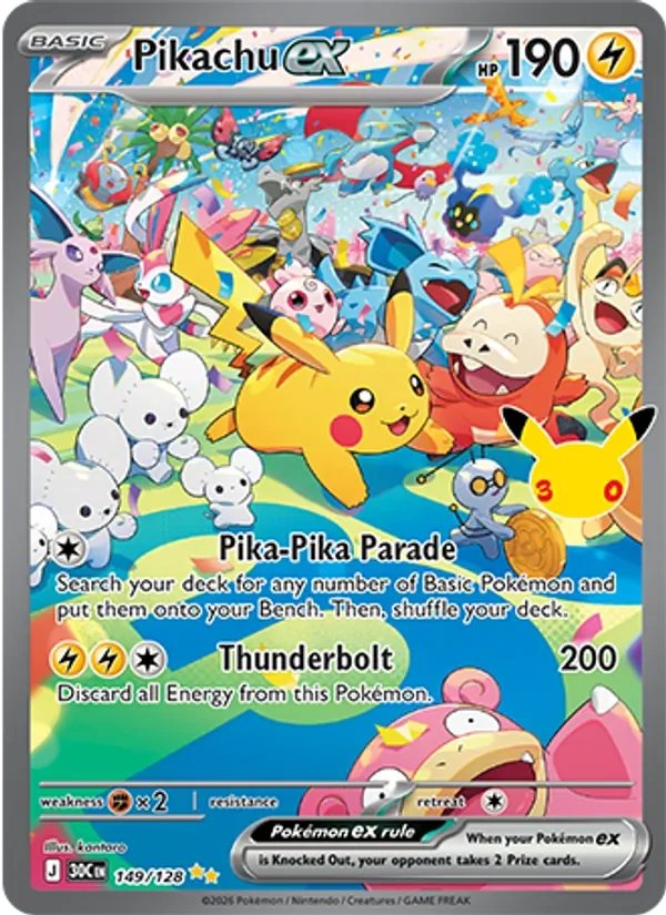 Pikachu ex - Full Art - 30th Anniversary