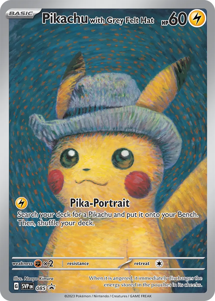 Pikachu with Grey Felt Hat - Non-holo
