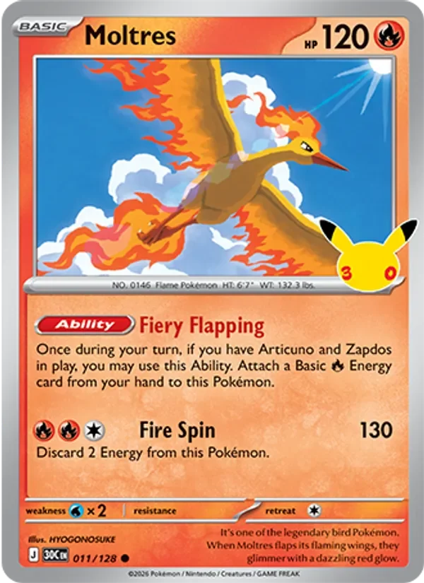 Moltres - Non-holo - 30th Anniversary