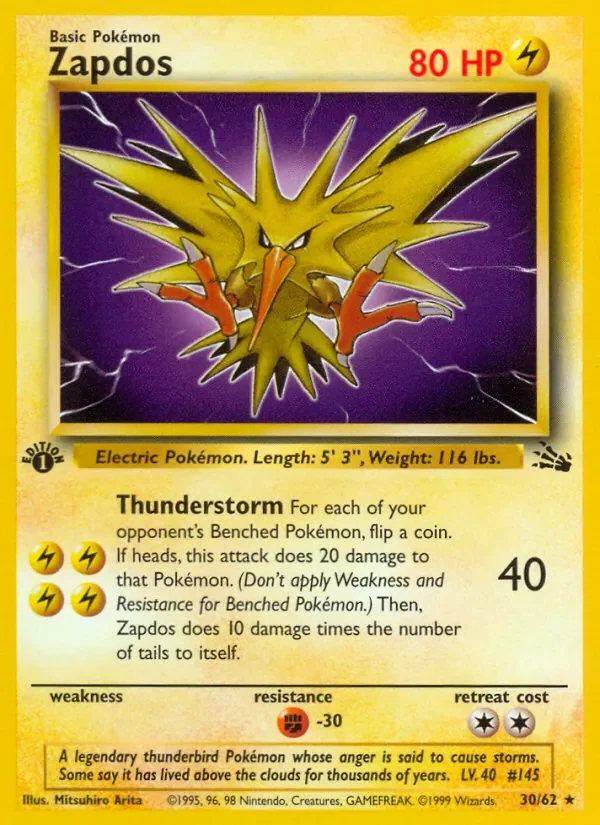 Zapdos - Non-holo - 1999-2000 copyright