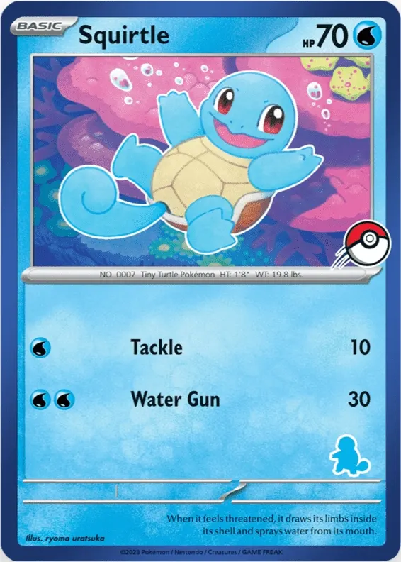 Squirtle - Non-holo - Blue Border - Pokeball, Squirtle