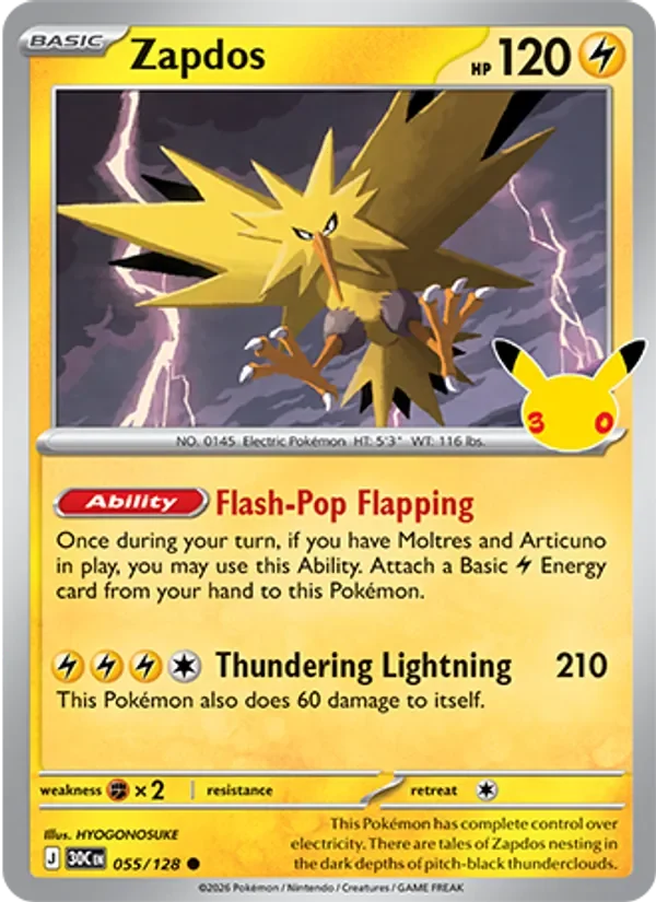 Zapdos - Non-holo - 30th Anniversary