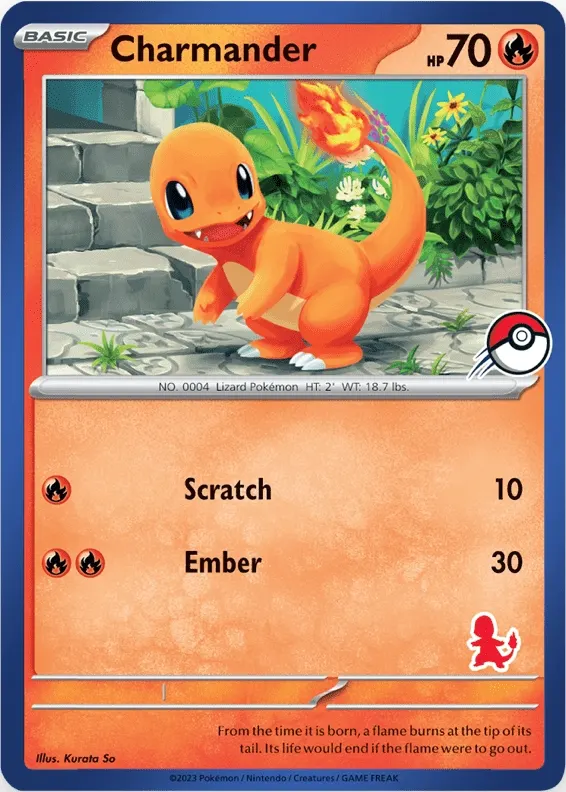 Charmander - Non-holo - Blue Border - Charmander, Pokeball