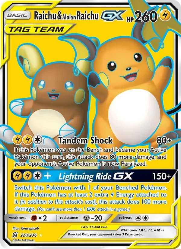 Raichu & Alolan Raichu GX - Non-holo