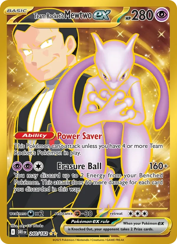 Team Rocket's Mewtwo ex - Full Art - Gold