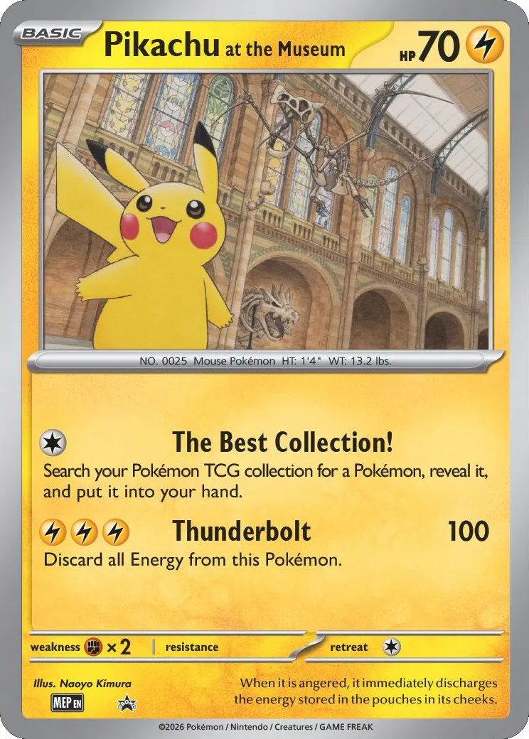 Pikachu at the Museum - Non-holo - Jumbo