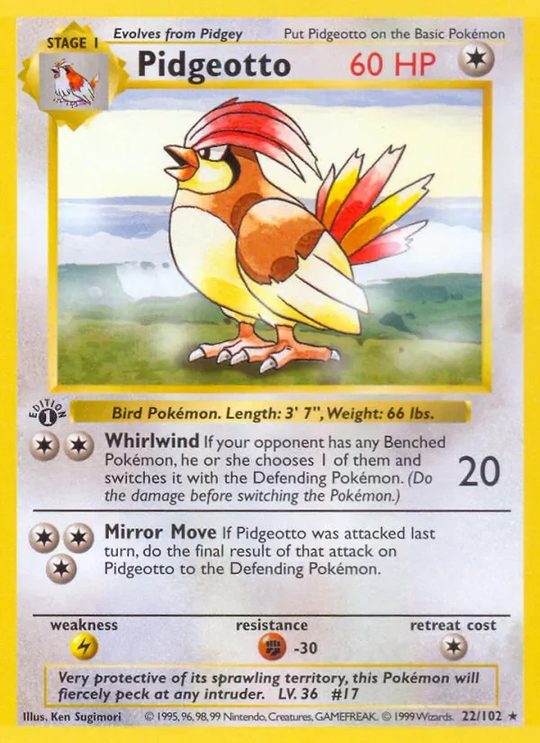 Pidgeotto - Non-holo - 1999-2000 copyright