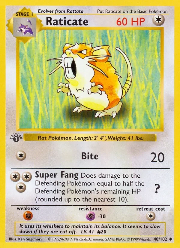 Raticate - Non-holo - 1999-2000 copyright