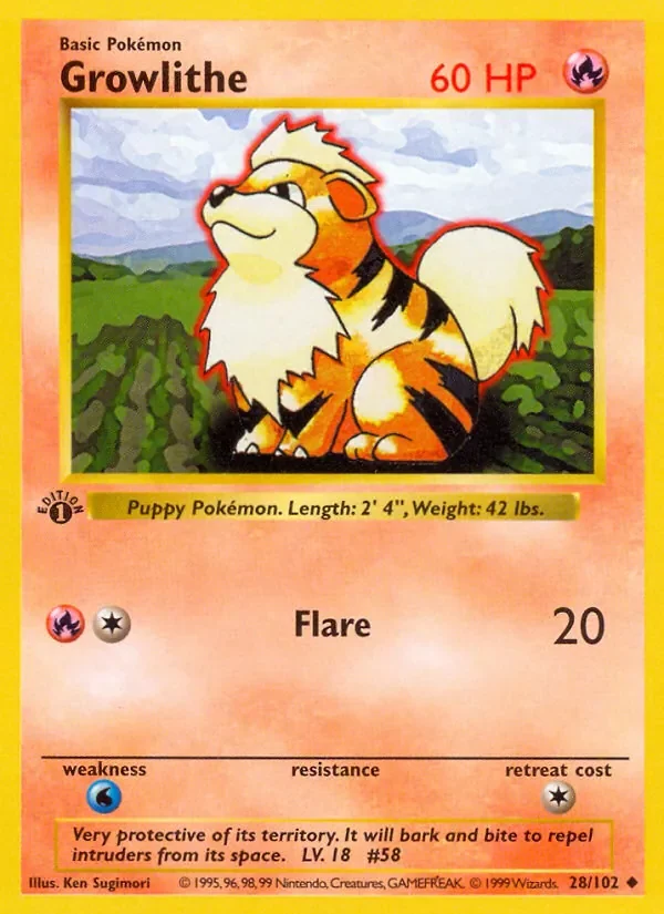 Growlithe - Non-holo - 1999-2000 copyright