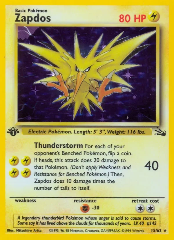Zapdos - Holo - Cosmos - 1999-2000 copyright