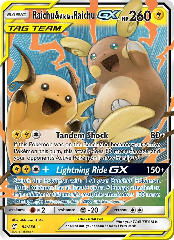 Raichu & Alolan Raichu GX - Non-holo