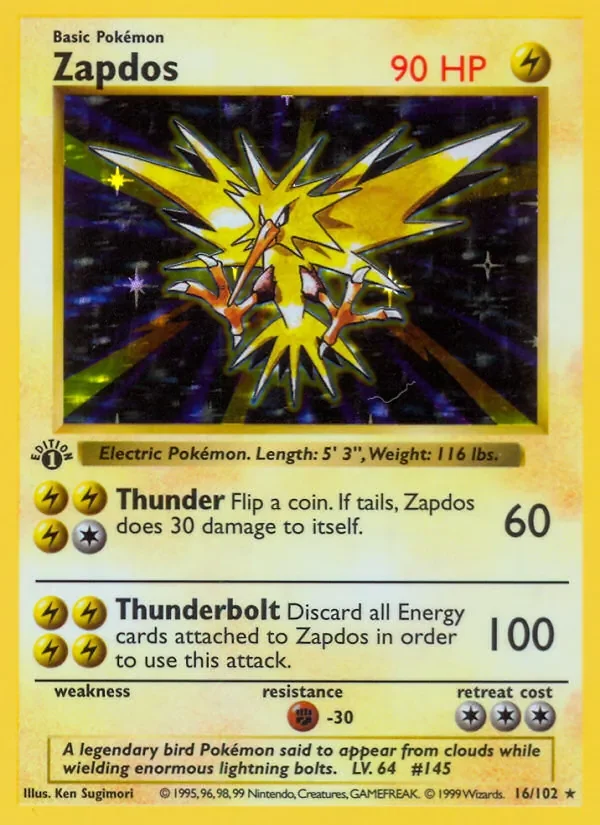 Zapdos - Holo - 1999-2000 copyright