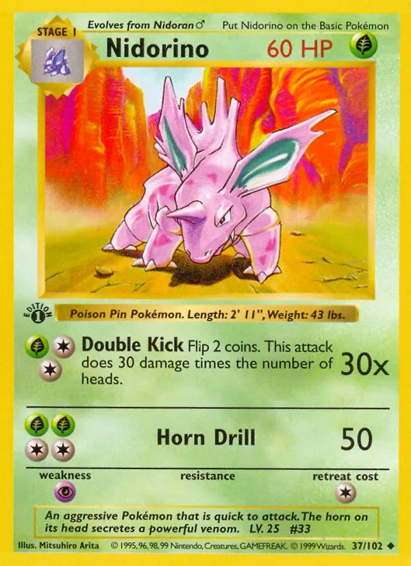 Nidorino - Non-holo - 1999-2000 copyright